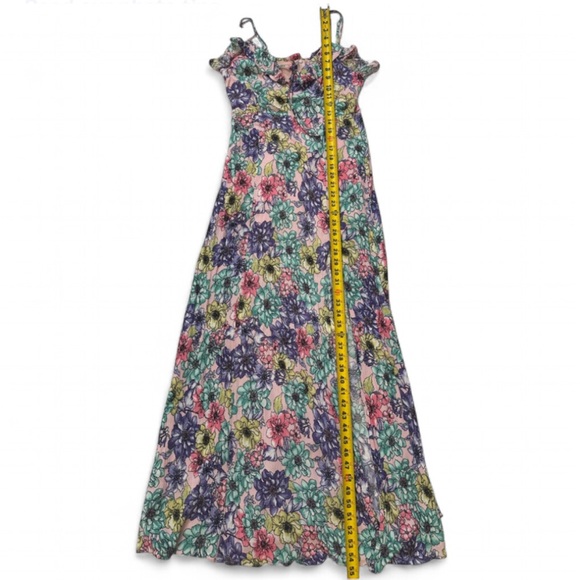 Lulus - Dynah Blush Pink Floral Maxi Dress with slit - Medium - Picture 9 of 12